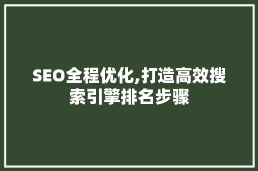 SEO全程优化,打造高效搜索引擎排名步骤
