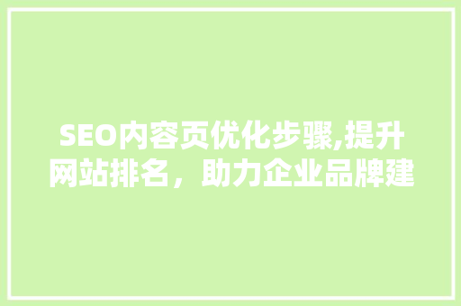 SEO内容页优化步骤,提升网站排名，助力企业品牌建设
