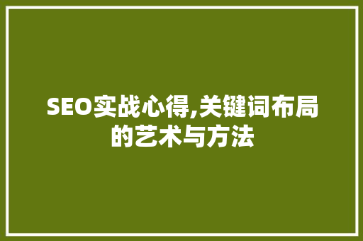 SEO实战心得,关键词布局的艺术与方法