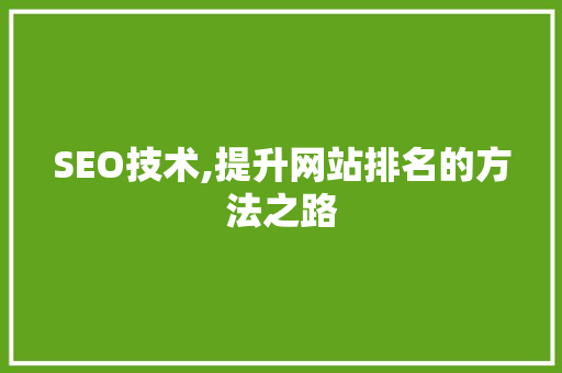SEO技术,提升网站排名的方法之路
