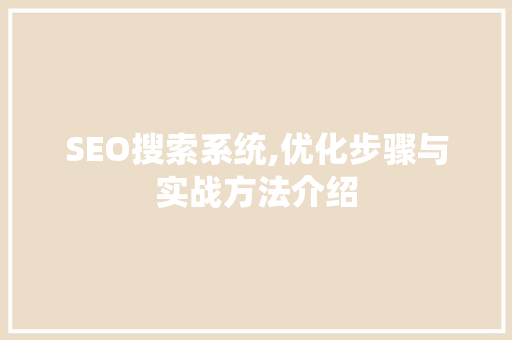 SEO搜索系统,优化步骤与实战方法介绍