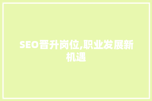 SEO晋升岗位,职业发展新机遇  第1张