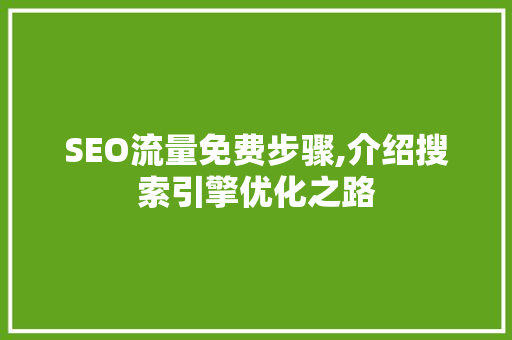 SEO流量免费步骤,介绍搜索引擎优化之路  第1张