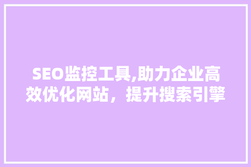 SEO监控工具,助力企业高效优化网站，提升搜索引擎排名