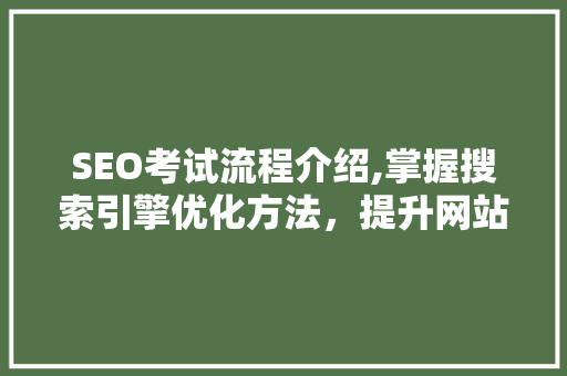 SEO考试流程介绍,掌握搜索引擎优化方法，提升网站排名