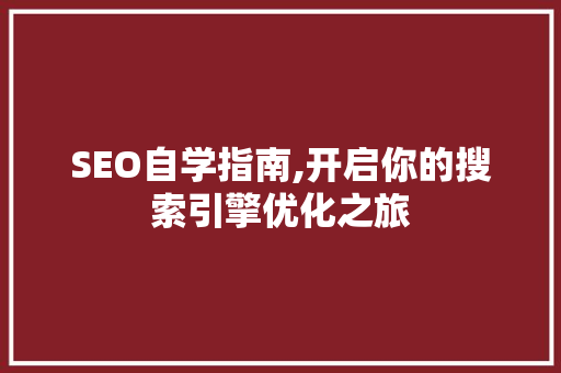 SEO自学指南,开启你的搜索引擎优化之旅