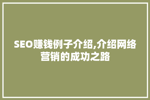 SEO赚钱例子介绍,介绍网络营销的成功之路