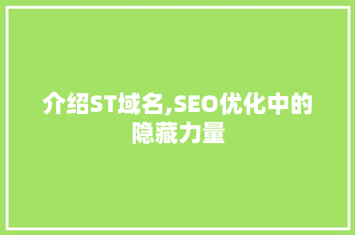 介绍ST域名,SEO优化中的隐藏力量