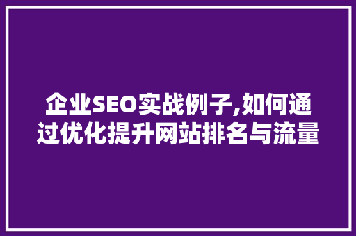 企业SEO实战例子,如何通过优化提升网站排名与流量