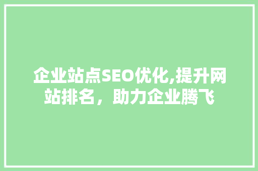 企业站点SEO优化,提升网站排名，助力企业腾飞