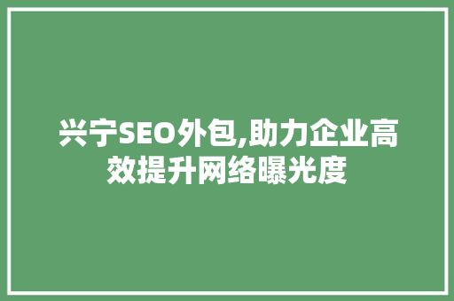 兴宁SEO外包,助力企业高效提升网络曝光度
