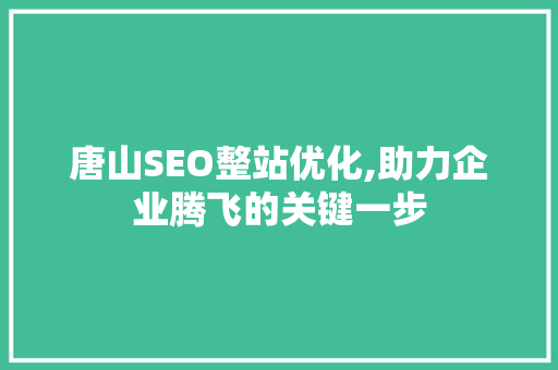 唐山SEO整站优化,助力企业腾飞的关键一步