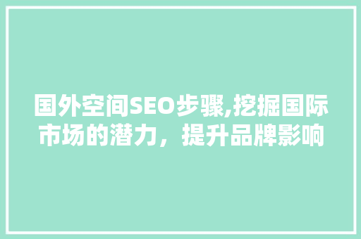 国外空间SEO步骤,挖掘国际市场的潜力，提升品牌影响力