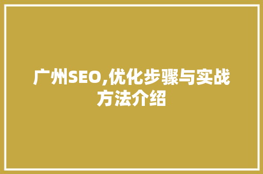 广州SEO,优化步骤与实战方法介绍