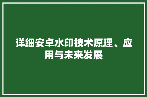 详细安卓水印技术原理、应用与未来发展