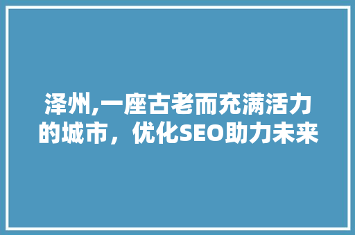 泽州,一座古老而充满活力的城市，优化SEO助力未来发展  第1张