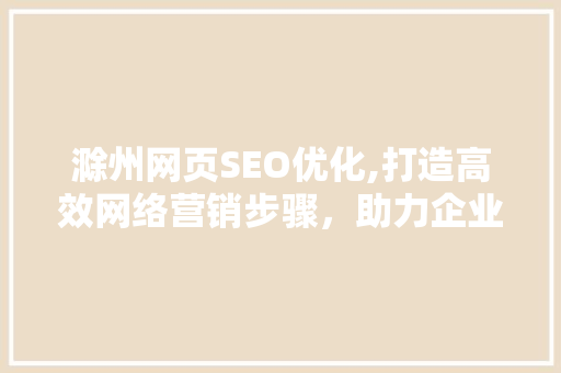 滁州网页SEO优化,打造高效网络营销步骤，助力企业腾飞