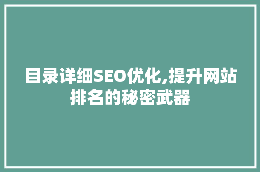 目录详细SEO优化,提升网站排名的秘密武器