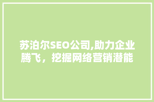 苏泊尔SEO公司,助力企业腾飞，挖掘网络营销潜能  第1张