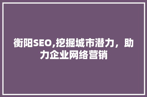 衡阳SEO,挖掘城市潜力，助力企业网络营销
