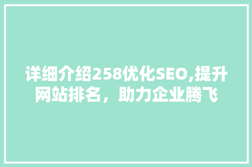 详细介绍258优化SEO,提升网站排名，助力企业腾飞