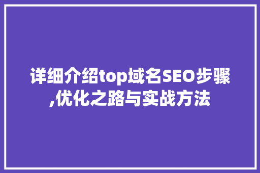 详细介绍top域名SEO步骤,优化之路与实战方法
