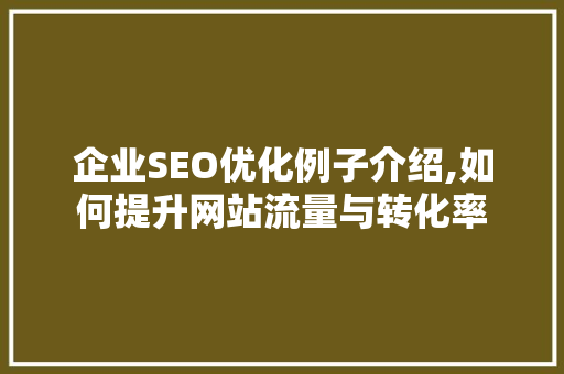 企业SEO优化例子介绍,如何提升网站流量与转化率