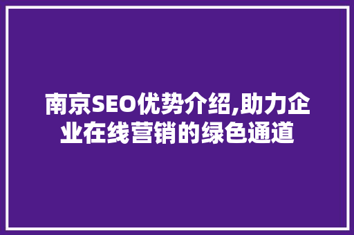 南京SEO优势介绍,助力企业在线营销的绿色通道