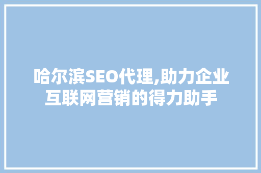 哈尔滨SEO代理,助力企业互联网营销的得力助手