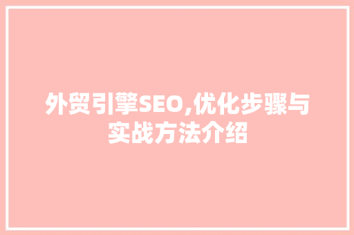 外贸引擎SEO,优化步骤与实战方法介绍