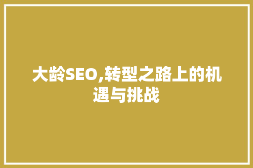 大龄SEO,转型之路上的机遇与挑战