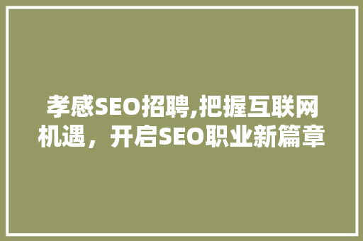 孝感SEO招聘,把握互联网机遇，开启SEO职业新篇章