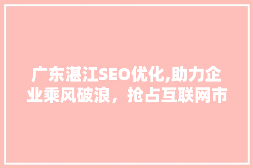 广东湛江SEO优化,助力企业乘风破浪，抢占互联网市场先机