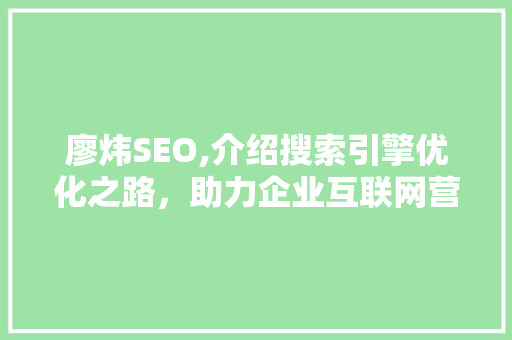 廖炜SEO,介绍搜索引擎优化之路，助力企业互联网营销