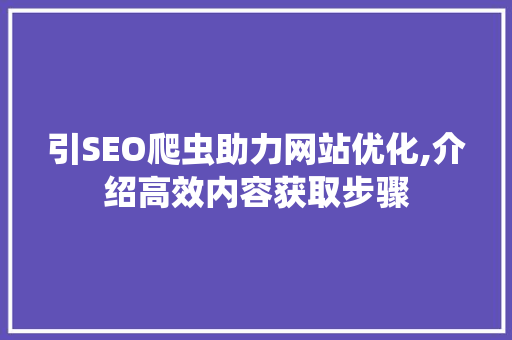 引SEO爬虫助力网站优化,介绍高效内容获取步骤