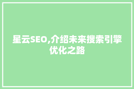 星云SEO,介绍未来搜索引擎优化之路