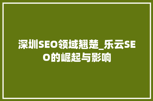 深圳SEO领域翘楚_乐云SEO的崛起与影响