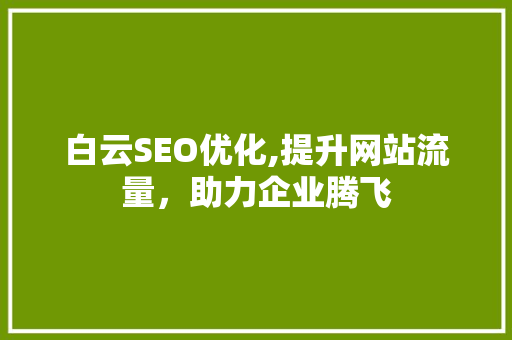 白云SEO优化,提升网站流量，助力企业腾飞