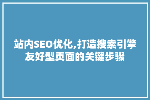 站内SEO优化,打造搜索引擎友好型页面的关键步骤