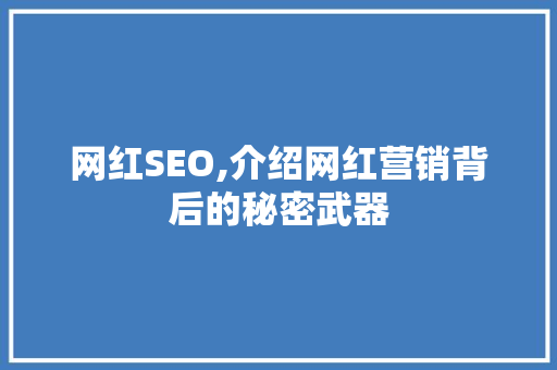 网红SEO,介绍网红营销背后的秘密武器