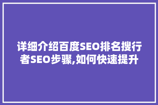 详细介绍百度SEO排名搜行者SEO步骤,如何快速提升网站流量  第1张