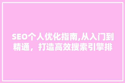SEO个人优化指南,从入门到精通，打造高效搜索引擎排名