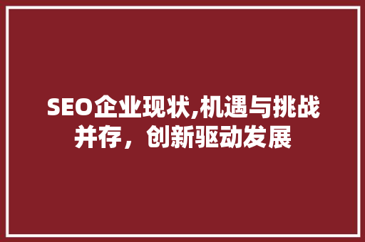 SEO企业现状,机遇与挑战并存，创新驱动发展