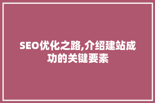 SEO优化之路,介绍建站成功的关键要素