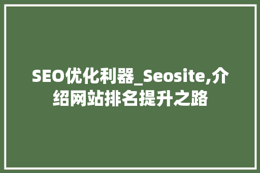 SEO优化利器_Seosite,介绍网站排名提升之路
