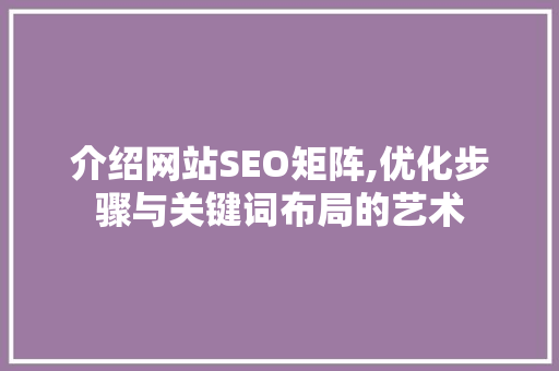 介绍网站SEO矩阵,优化步骤与关键词布局的艺术