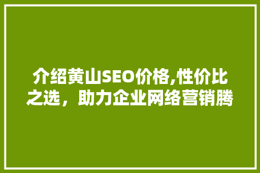 介绍黄山SEO价格,性价比之选，助力企业网络营销腾飞