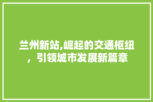 兰州新站,崛起的交通枢纽，引领城市发展新篇章