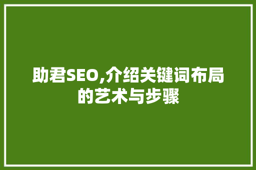 助君SEO,介绍关键词布局的艺术与步骤