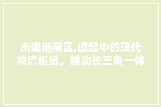 南通港闸区,崛起中的现代物流枢纽，推动长三角一体化发展  第1张